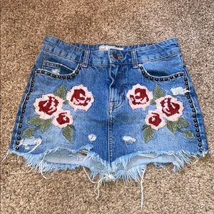 Free People Flower Embroidered Skirt